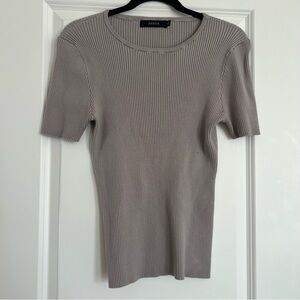 Zessica Taupe Ribbed Short Sleeve Tee